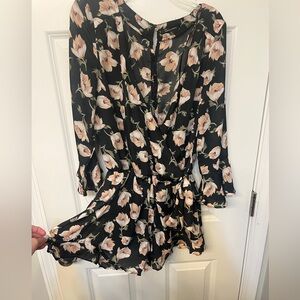 Floral Black and Pink Romper